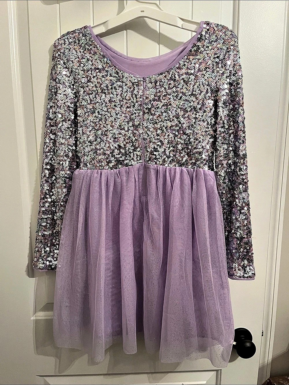 NWT Cat & Jack Girls Lavender Sequin Tulle Dress Size L (10/12)